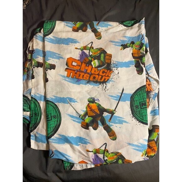 Vintage TMNT Teenage Mutant Turtles Flat Sheet Twin Size - Picture 1 of 3